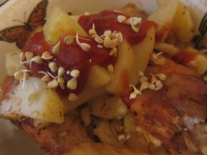 гречка с жареной картошкой и курицей, grechka s zharenoy kartoshkoy гречка с жареной картошкой